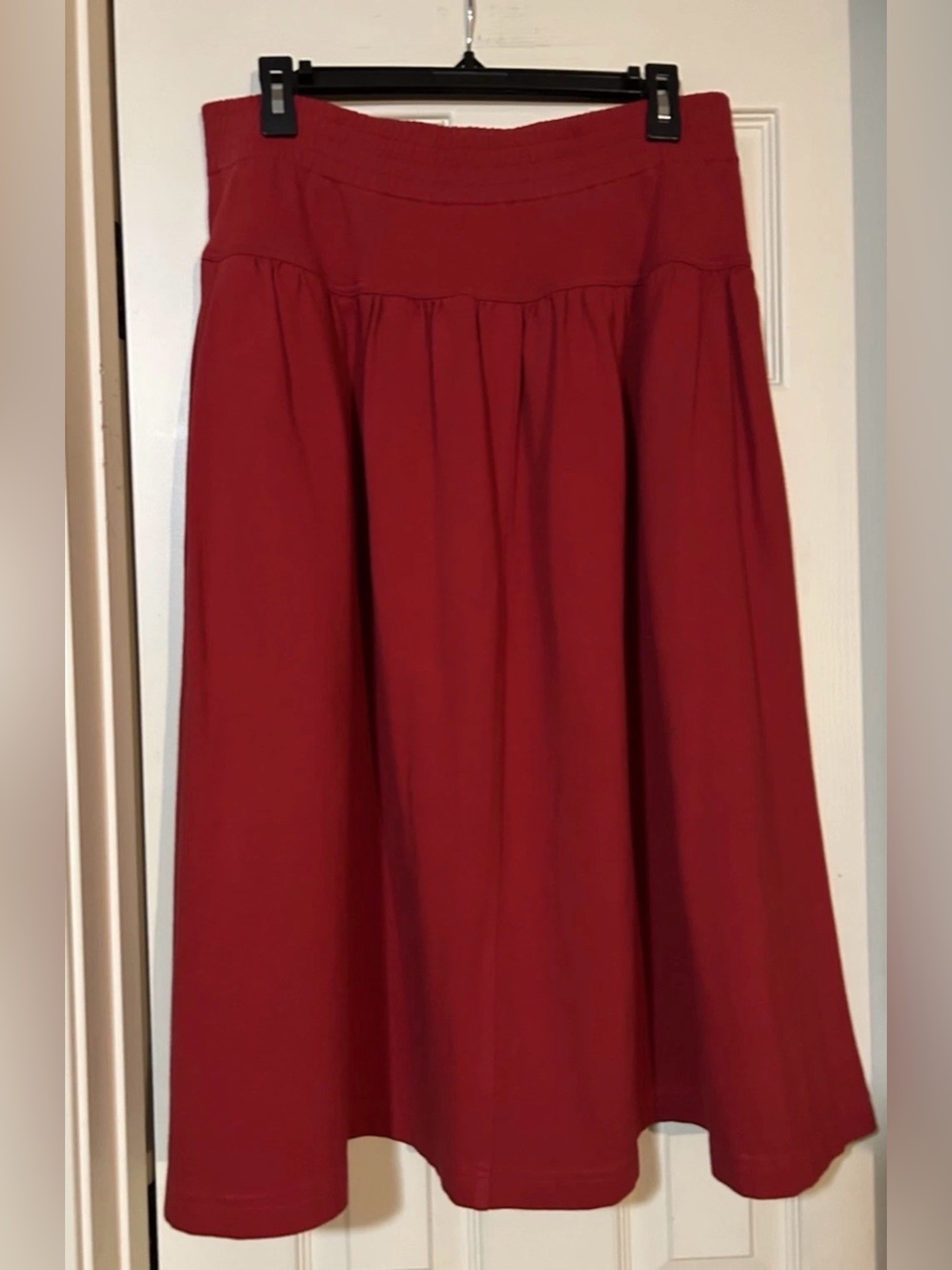 Ruff Hewn Women’s Red Cotton Maxi Skirt w/Pockets Sz Medium Elastic Waist Comfy